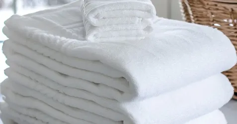 white folded towels