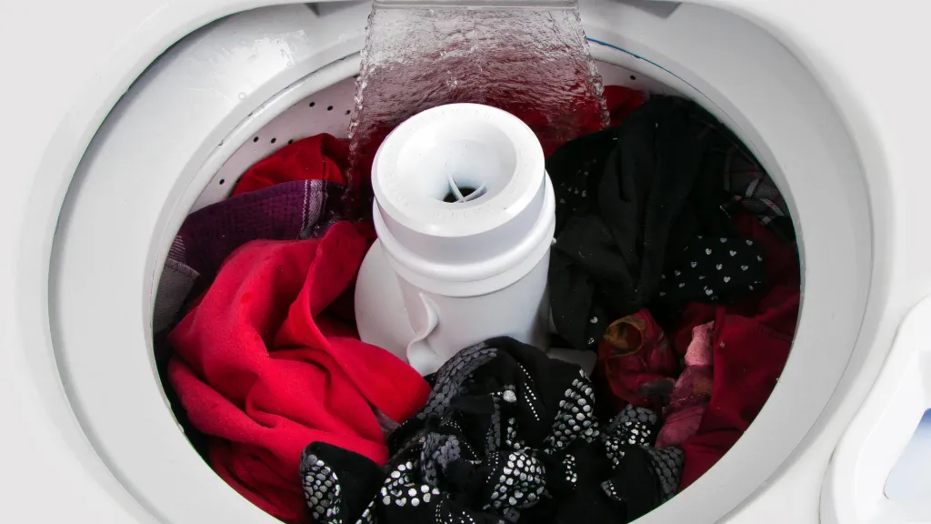 laundry full of clothes and water