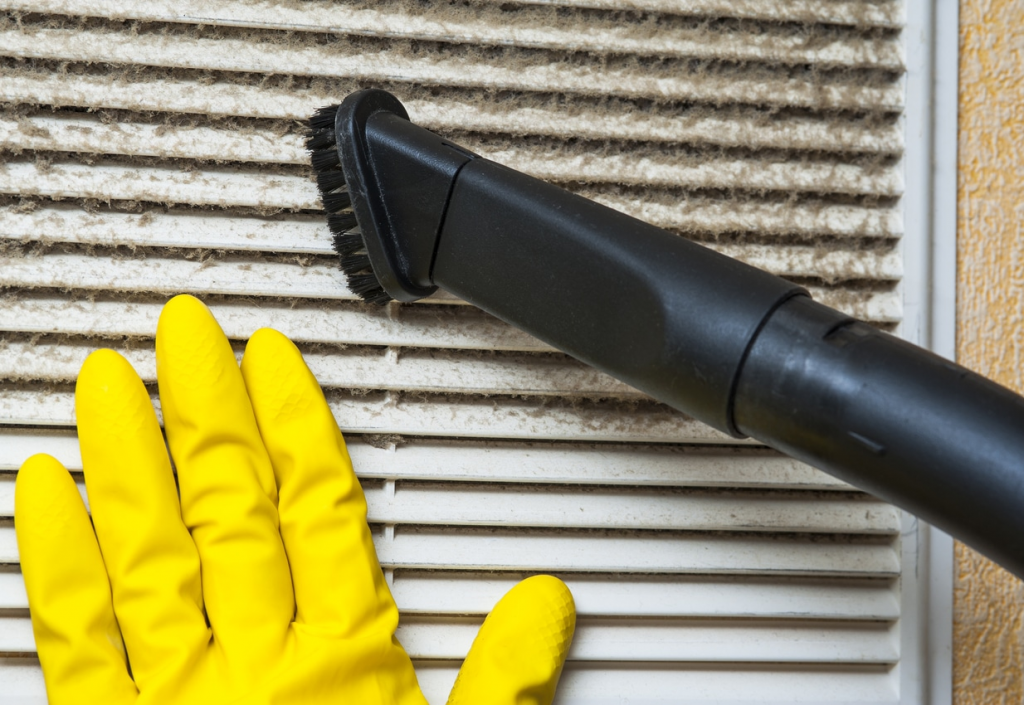 cleaning air vent as part of spring clean checklist