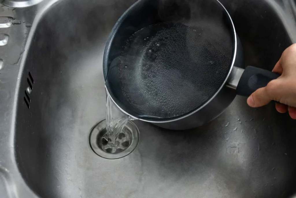 boiling water for drain
