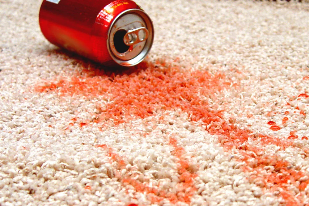 Red beverage spill on carpet-carpet ceaning tips