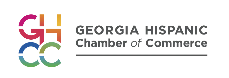 Logo of the Georgia Hispanic Chamber of Commerce, featuring a stylized 'GHCC' in a colorful design to the left of the full name written out in grey letters.